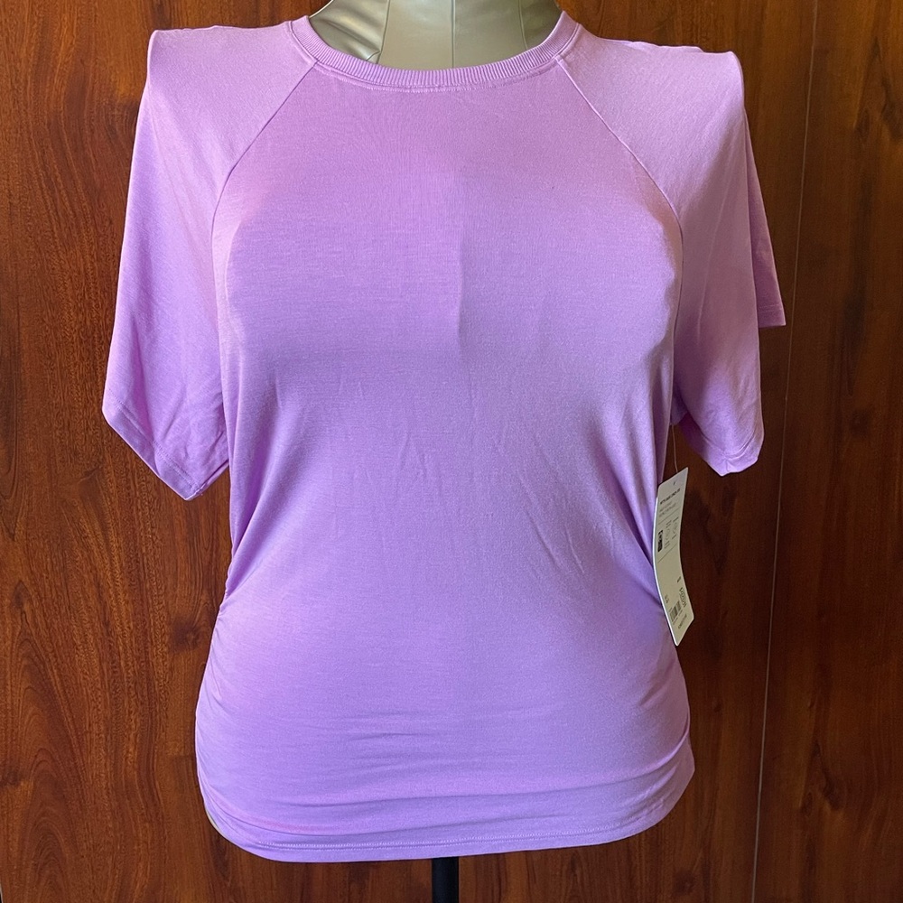 NWT Athleta Purple Fitted Ruched Side Short Sleeve T-Shirt
